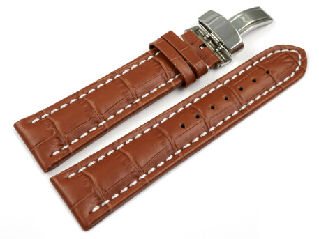 Bracelet de montre - cuir de veau - grain croco - marron...