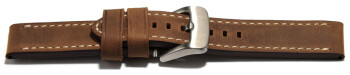Bracelet de montre cuir de veau -  Modèle Bolide - extrafort -  style vintage - marron clair
