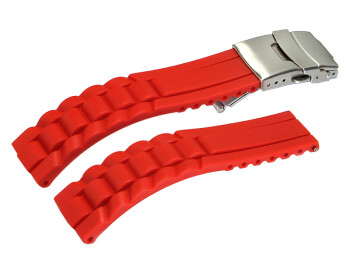 Bracelet montre - silicone - Modèle Vague - rouge - 24mm