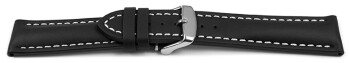 Bracelet de montre - rembourrage épais - lisse - noir - surpiqué 20mm Dorée