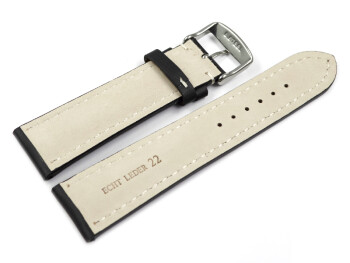 Bracelet de montre - rembourrage épais - lisse - noir - surpiqué 24mm Dorée
