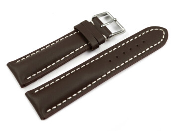 Bracelet de montre-rembourrage épais-lisse-marron foncé-surpiqué 22mm Dorée