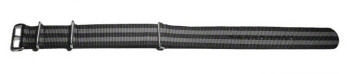 Bracelet de montre NATO-en nylon-résistant-rayé gris et noir