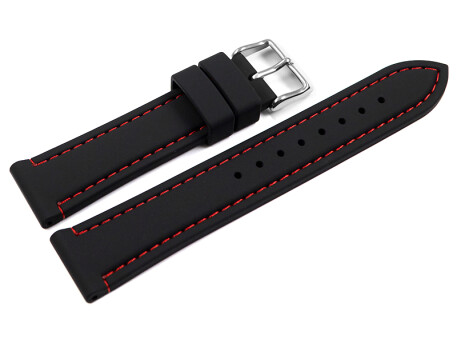 Bracelet montre noir avec coutures rouges en silicone...