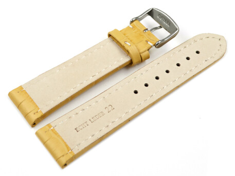 Bracelet de montre - cuir de veau - grain croco - jaune...