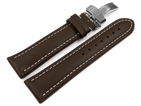 Bracelet de montre - cuir de veau lisse - marron - XXL