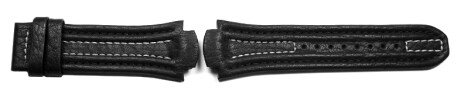 Bracelet montre Lotus 15507 15502 adaptable à 15514 cuir noir coutures claires 