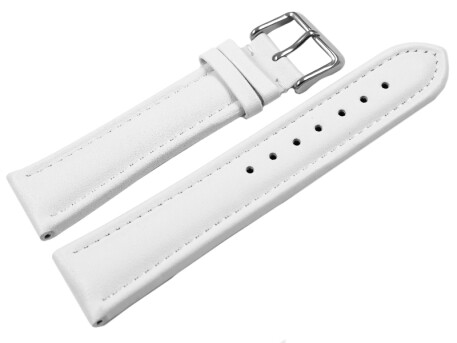 Bracelet montre cuir de veau lisse blanc - XL - 18mm 20mm...