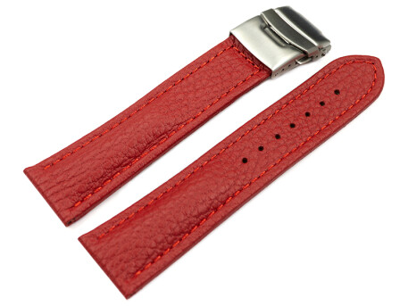 Bracelet de montre - cuir de veau grainé - rouge